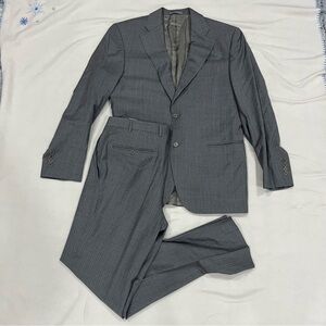 Canali Men's Gray Stripe Blazer And Pants 2-Piece Suit Italy Size 50R EU 40R US